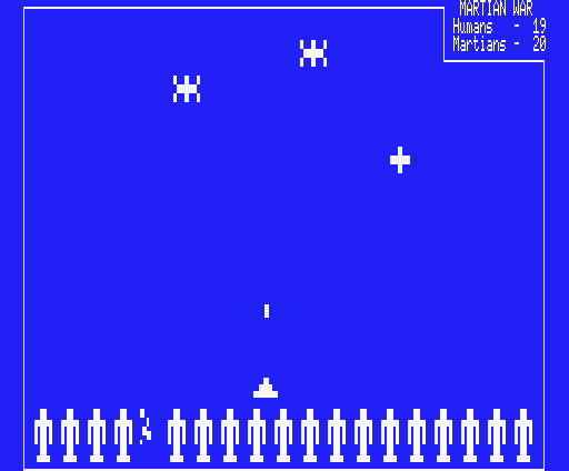 Martian War (MSX) screenshot: The game has just begun and we already have one human casualty.