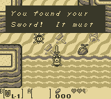 The Legend of Zelda: Link's Awakening (Game Boy) screenshot: You found your sword!