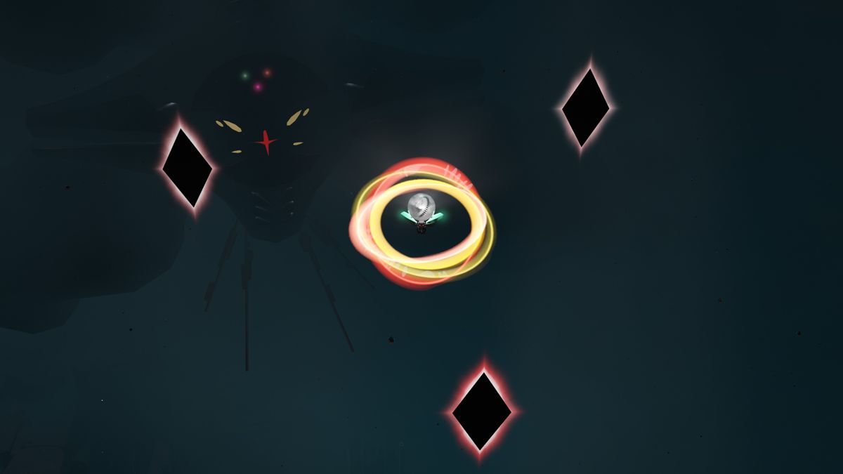 Cocoon (Windows) screenshot: A fast-paced scene while floating in the air.
