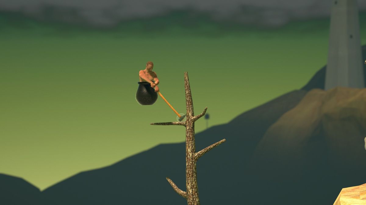 Getting Over It with Bennett Foddy (Windows) screenshot: Climbing the tree