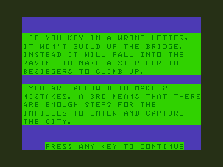 Besieged (Dragon 32/64) screenshot: Instructions