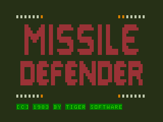 Missile Defender (Dragon 32/64) screenshot: Title Screen