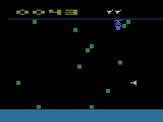 Cosmic Swarm (Atari 2600) screenshot: There is a termite. These blocks are not energized.