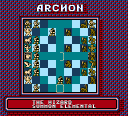 Archon: The Light and the Dark (NES) screenshot: The board