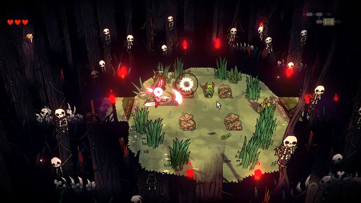 Cult of the Lamb (Windows) screenshot: Rooms are small arenas once you venture outside the domain of your cult.
