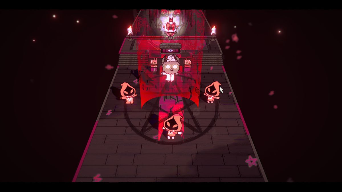 Cult of the Lamb (Windows) screenshot: A ritual performed at the temple