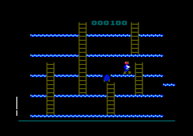 Digger Barnes (Amstrad CPC) screenshot: We've got a monster trapped, just need to finish them off with our pick axe