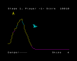 Penetrator (ZX Spectrum) screenshot: The symmetrical mountain of stage 1.