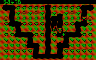 Digger (PC Booter) screenshot: Level 7