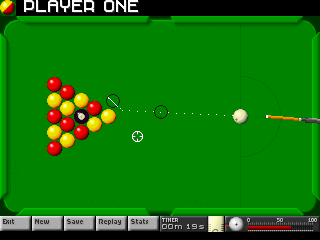 Arcade Pool (DOS) screenshot: First shoot-out