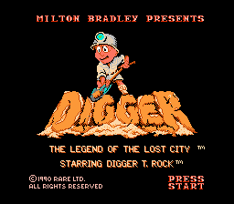 Digger T. Rock: Legend of the Lost City (NES) screenshot: Title screen