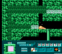 Digger T. Rock: Legend of the Lost City (NES) screenshot: Digger can only take so much of a fall
