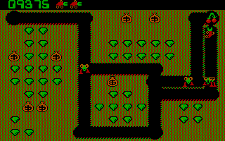 Digger (PC Booter) screenshot: Level 2