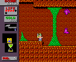 Wonder Boy in Monster Land (TurboGrafx-16) screenshot: Inside another cave