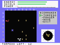 Star Command (MSX) screenshot: Firing photon torpedo!