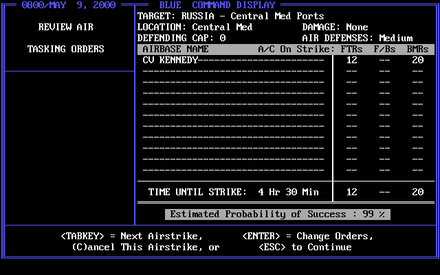 Red Sky at Morning (DOS) screenshot: Reviewing Air Tasking Orders
