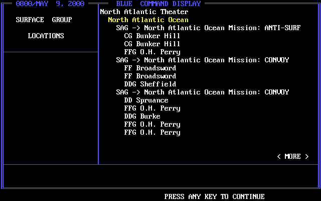 Red Sky at Morning (DOS) screenshot: Evaluating Surface Groups