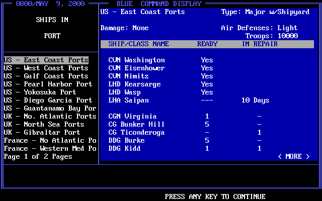 Red Sky at Morning (DOS) screenshot: Evaluating my Ports