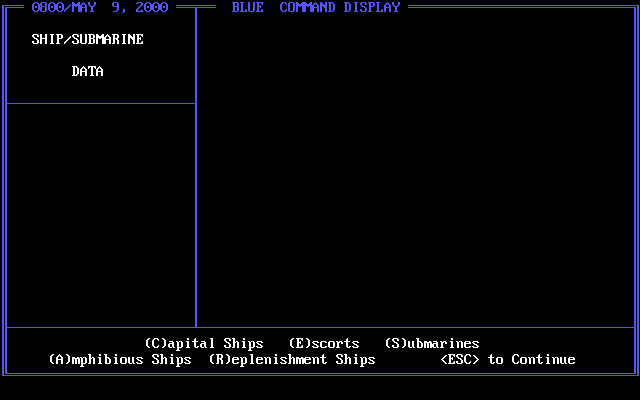 Red Sky at Morning (DOS) screenshot: Ship/Submarine Data