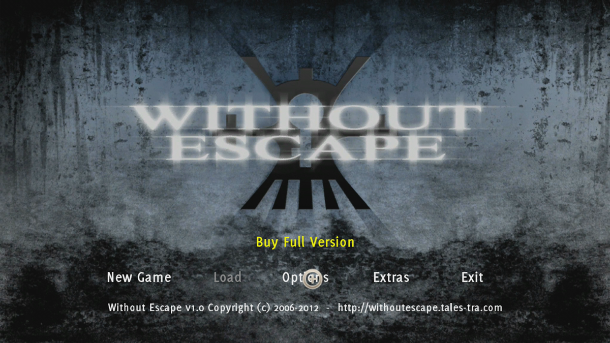 Without Escape (Xbox 360) screenshot: Main menu (Trial version)