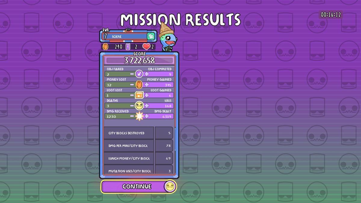 Alien Hominid: Invasion (Windows) screenshot: Mission results