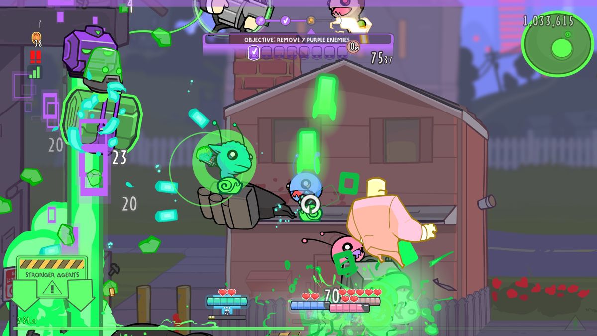 Alien Hominid: Invasion (Windows) screenshot: An online multiplayer game with four people