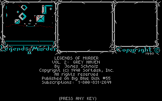 Legends of Murder II: Grey Haven (DOS) screenshot: Title screen