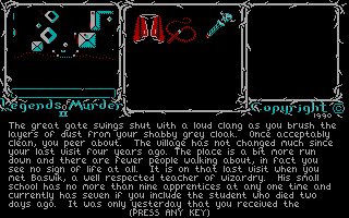 Legends of Murder II: Grey Haven (DOS) screenshot: Start of play