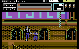 Vigilante (Commodore 64) screenshot: Fighting on the rooftops