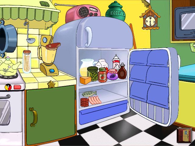 My Disney Kitchen (Windows) screenshot: The fridge is full with food