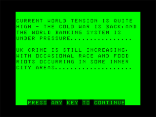 Election Fever! (Dragon 32/64) screenshot: Current Opinion Polling