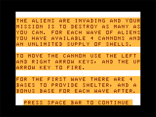 Aliens+ (Dragon 32/64) screenshot: Instructions