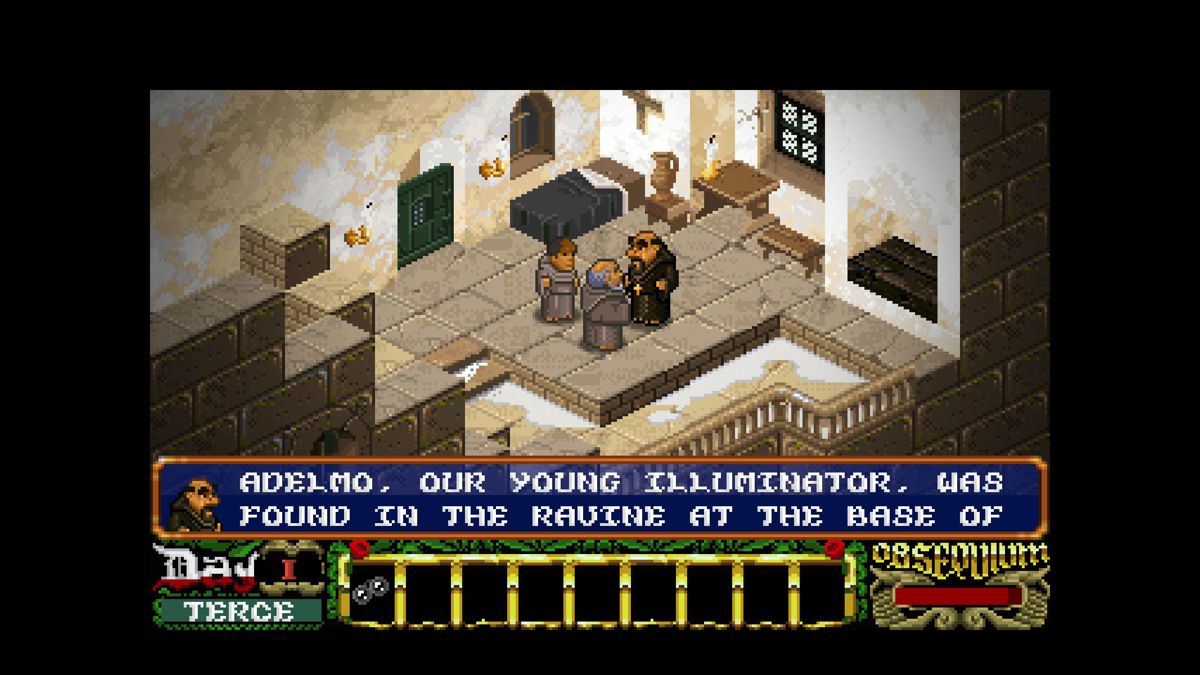 The Abbey of Crime: Extensum (Windows) screenshot: After a lengthy walk William and Adso meet the abbot who has grave news