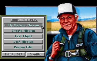 Chuck Yeager's Air Combat (DOS) screenshot: Main Menu