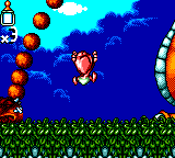 Chuck Rock II: Son of Chuck (Game Gear) screenshot: Beaten the dinosaur