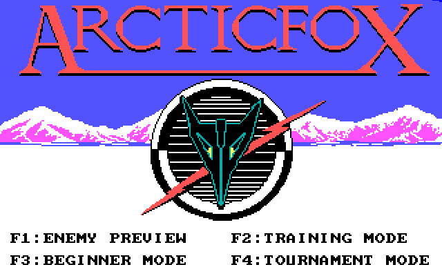 Arcticfox (DOS) screenshot: title screen - Tandy/PCjr