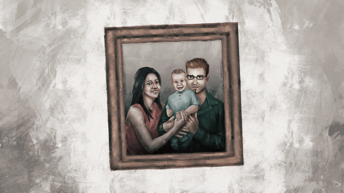 Little Kite (Windows) screenshot: Intro: Family picture of Mary, the son Andrew and Mark