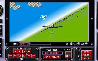 Chuck Yeager's Air Combat (DOS) screenshot: Checking the replay