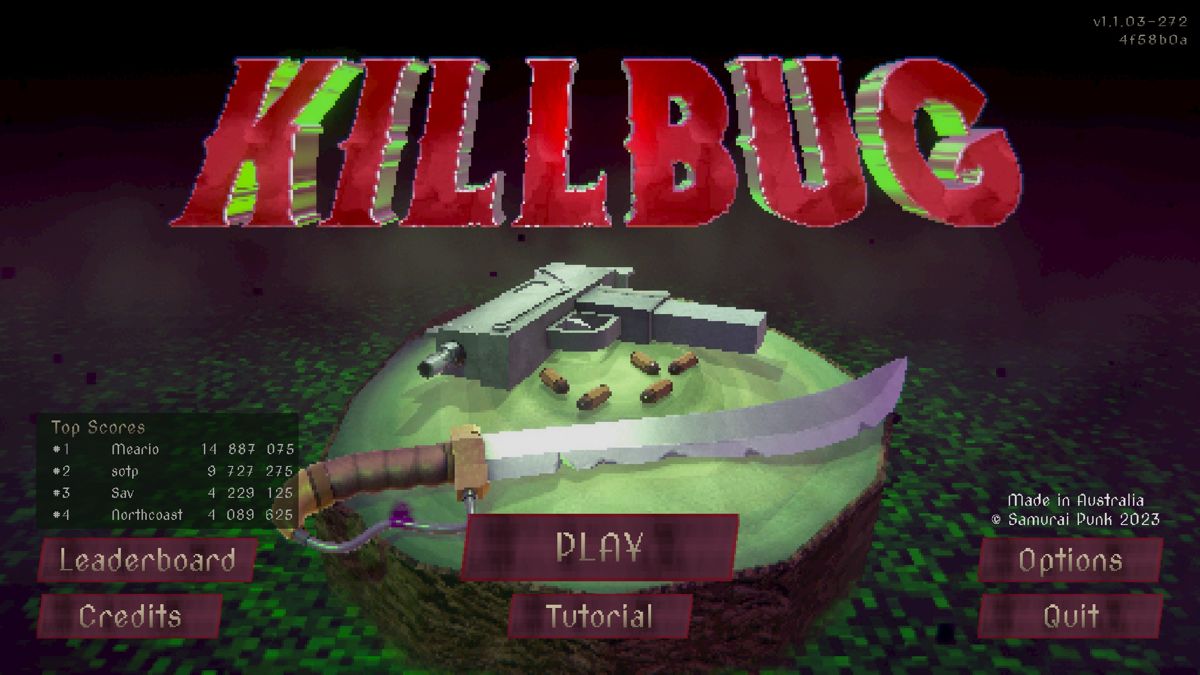 Killbug (Windows) screenshot: Main menu