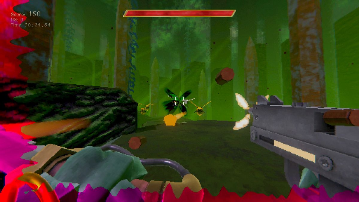 Killbug (Windows) screenshot: Colours to the side of the screen show where enemies are.