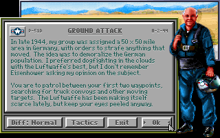 Chuck Yeager's Air Combat (DOS) screenshot: Mission Briefing