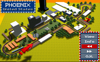World Circuit (DOS) screenshot: Track overview: Phoenix.