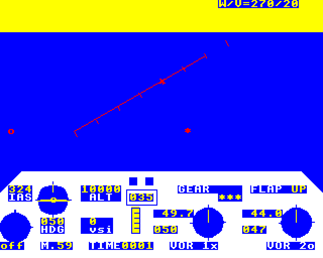 737 Flight Simulator (BBC Micro) screenshot: Upside Down