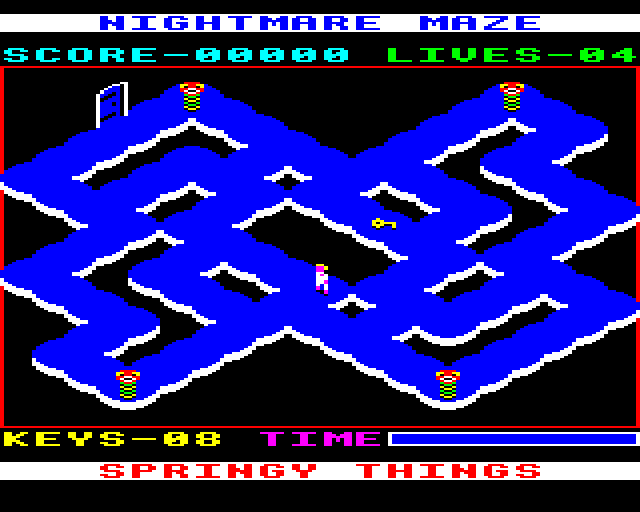 Nightmare Maze (BBC Micro) screenshot: Watch out for Springs