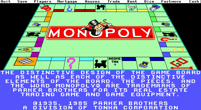 Monopoly (DOS) screenshot: EGA Copyright Screen
