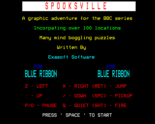 Spooksville (BBC Micro) screenshot: Commands
