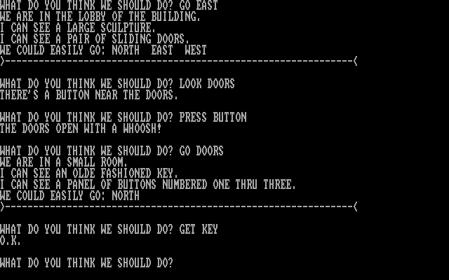 C.I.A. Adventure (DOS) screenshot: Exploring your surroundings...