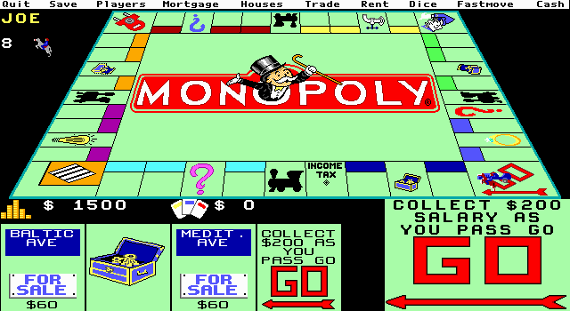 Screenshot of Monopoly (DOS, 1984) - MobyGames