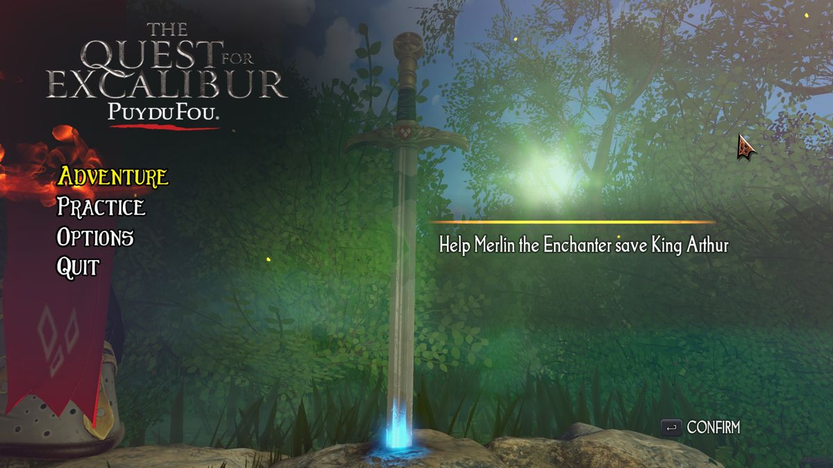 The Quest for Excalibur: Puy du Fou (Windows) screenshot: Main menu