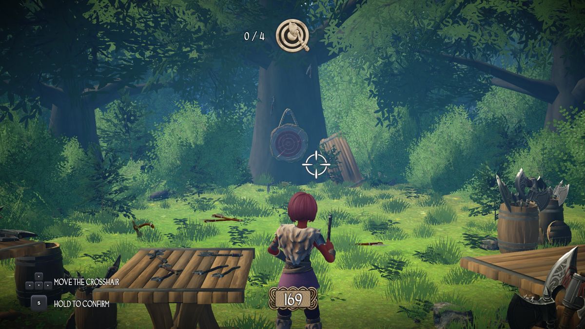 The Quest for Excalibur: Puy du Fou (Windows) screenshot: A mini-game where you throw an axe.